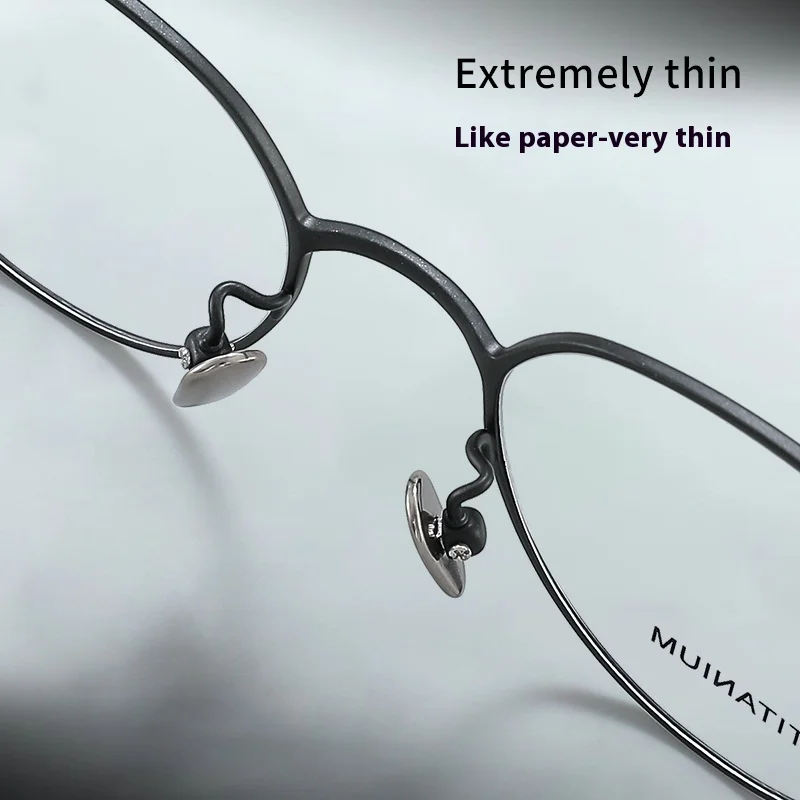 Simple IP pure titanium glasses ultra light prescription eyeglasses frame round small frame eyewear Men women multifocal myopia