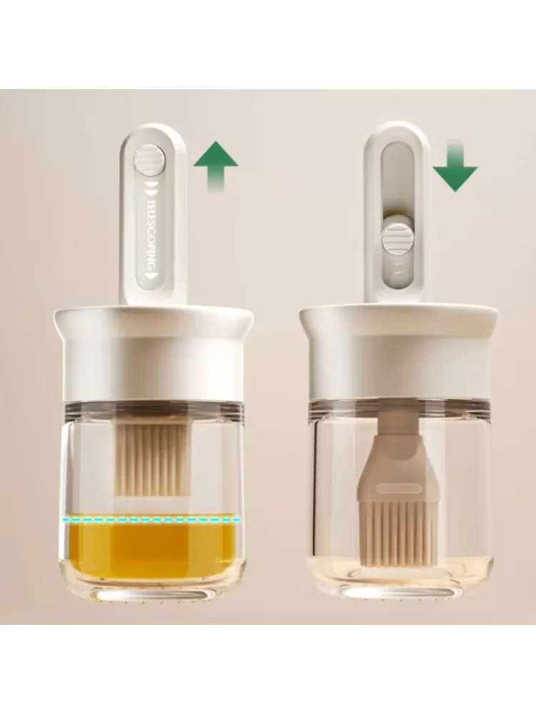 1pc Oil Dispenser Bottle BPA-Free Heat-Resistant Silicone Brush Set for Baking Cooking BBQ Kitchen Outdoor Accessory for Picnics
