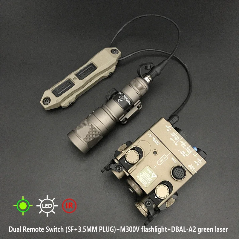 

Sotac DBAL-A2 Laser Weapon Lamp Red Green Laser Surefir M300V Tactical Flashlight Momentary Constant Switch Set Airsoft Hunting