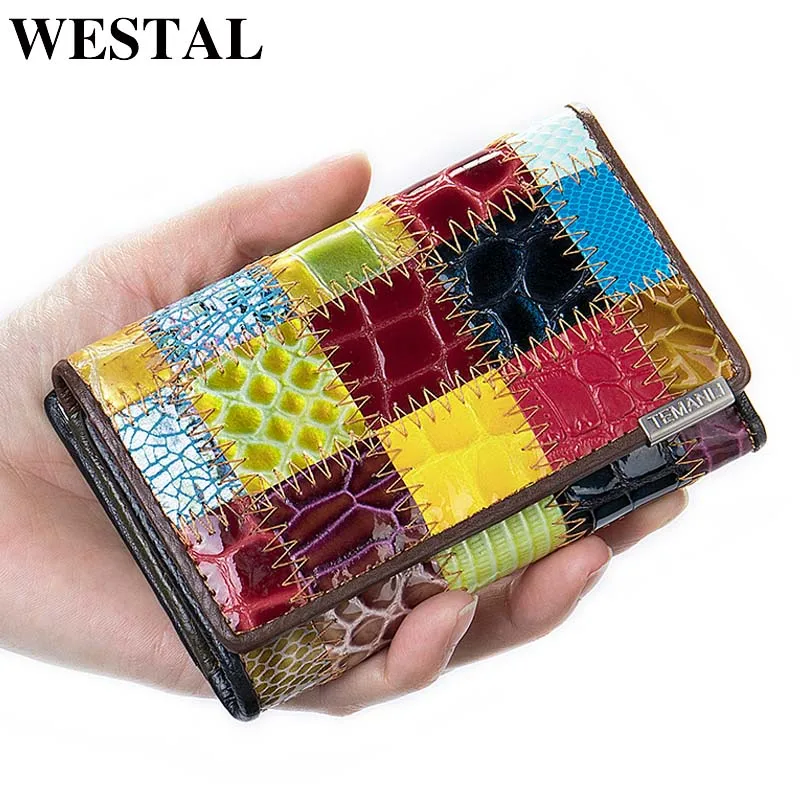 WESTAL Women\'s Purses Leather Wallets Small Short Coin/Card Wallets for Women Slim Wallets Ladies Female Billfold Wallets 517