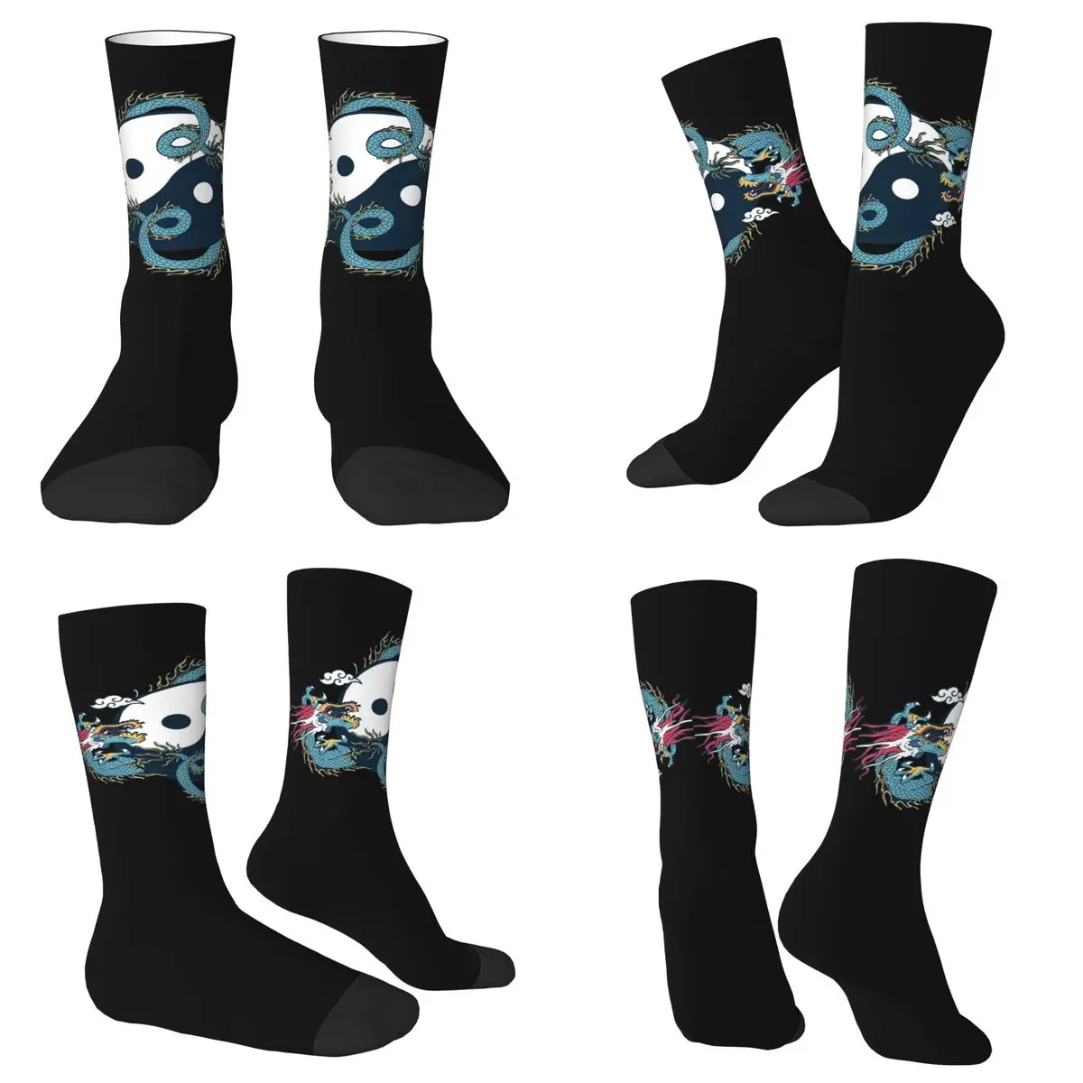 All Seasons Crew Stockings Yin Yang Dragon Classical Mythology Art Socks Fashion Long Socks for Men Women Valentine's Day Gifts