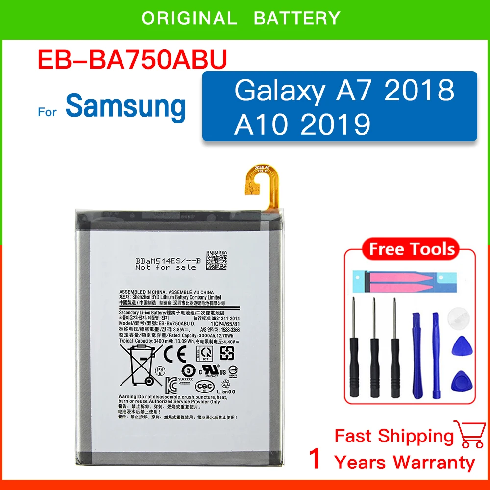 

Brand EB-BA750ABU 3400mAh Battery For SAMSUNG Galaxy A7 2018 version A730x A750 SM-A730x A10 2019 SM-A750F Batteria+Free Tools