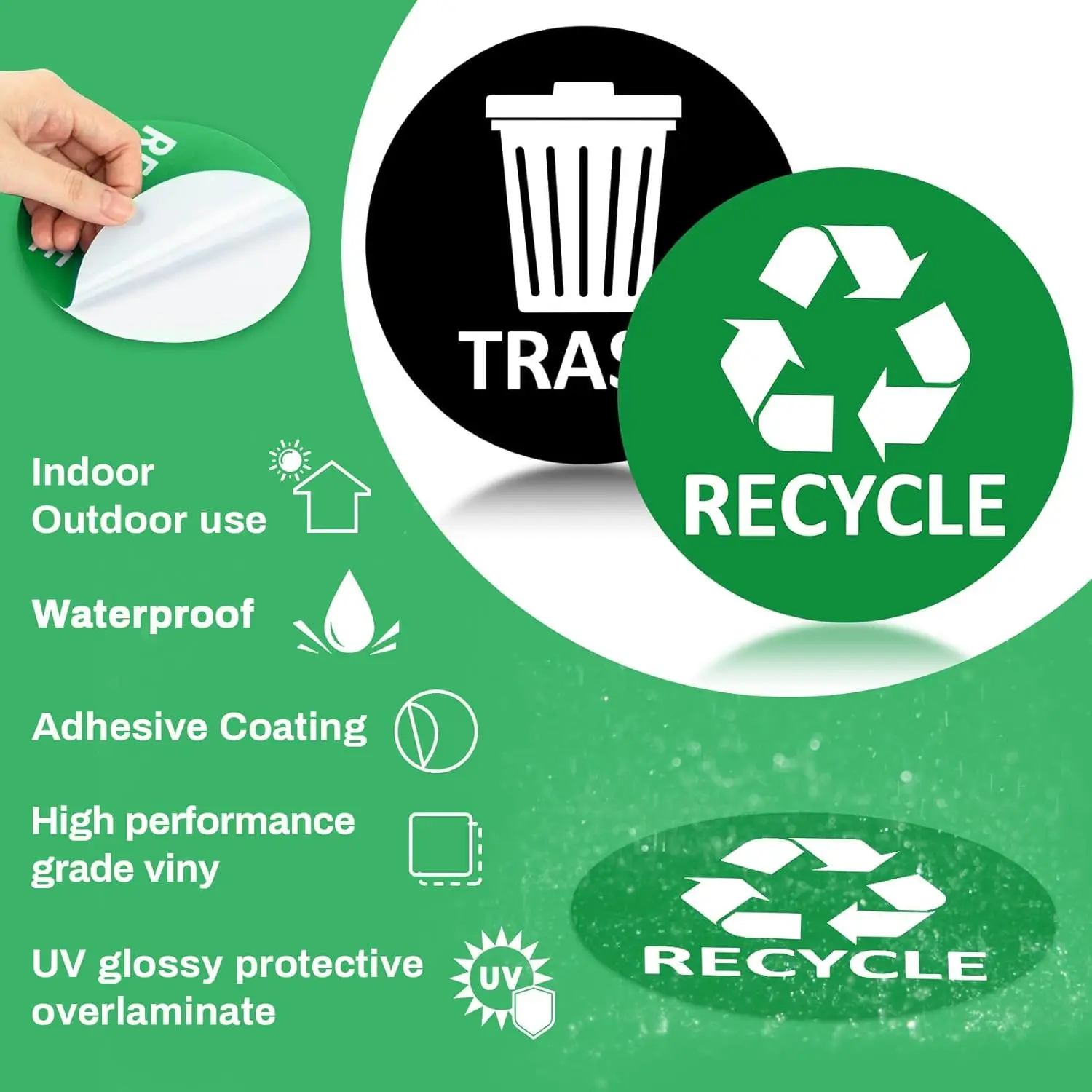 ملصقات سلة المهملات القابلة للإزالة القابلة لإعادة التدوير ، ديكور سلة المهملات الأوتوماتيكية ، حاوية قمامة ، شارات فينيل ، غرفة المعيشة ، إكسسوارات المطبخ ، 1 أو #6