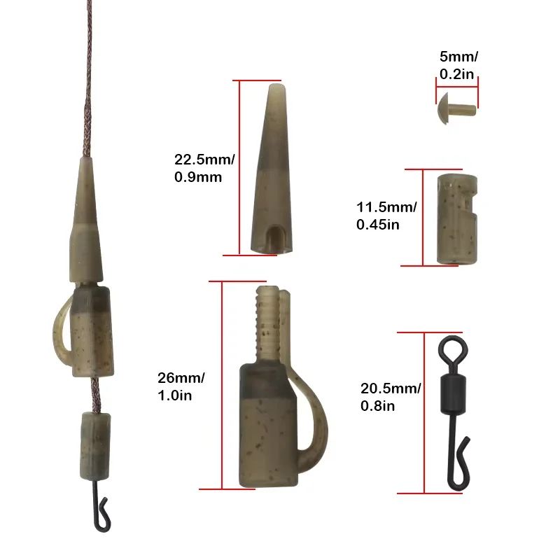 1 Set Karpfenangel-Zubehör: Blei-Clip-Set, Blei-Clips, Gummistopfen, T-Pegs, QC-Wirbel für Karpfenangel-Rigs