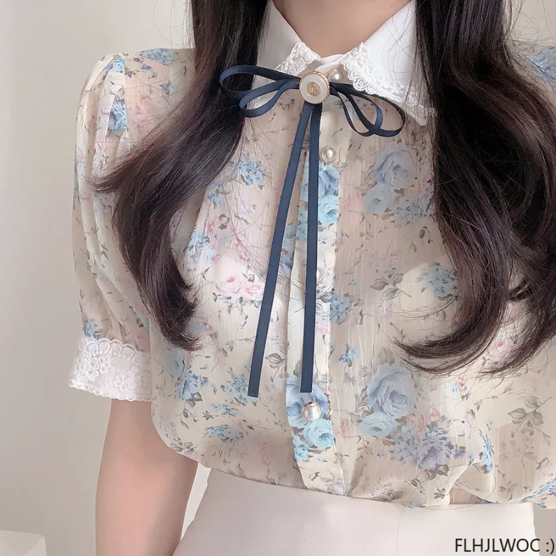 Hot Girls Cute Tops Preppy Style Vintage Japan Korea Button Elegant Office Lady Formal Work White Lace Ruffles Shirts Blouses