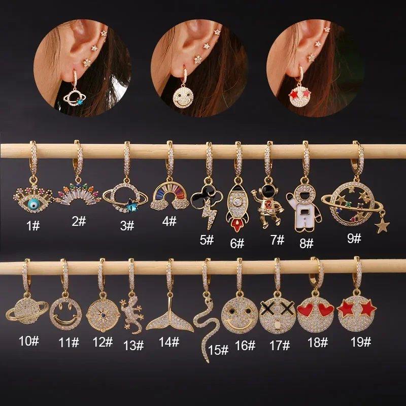 1pc Starry Sky Emoticons Dangle Earrings for Women Trend Jewelry Piercing Cartoon Clouds Hanging Earrings for Teens