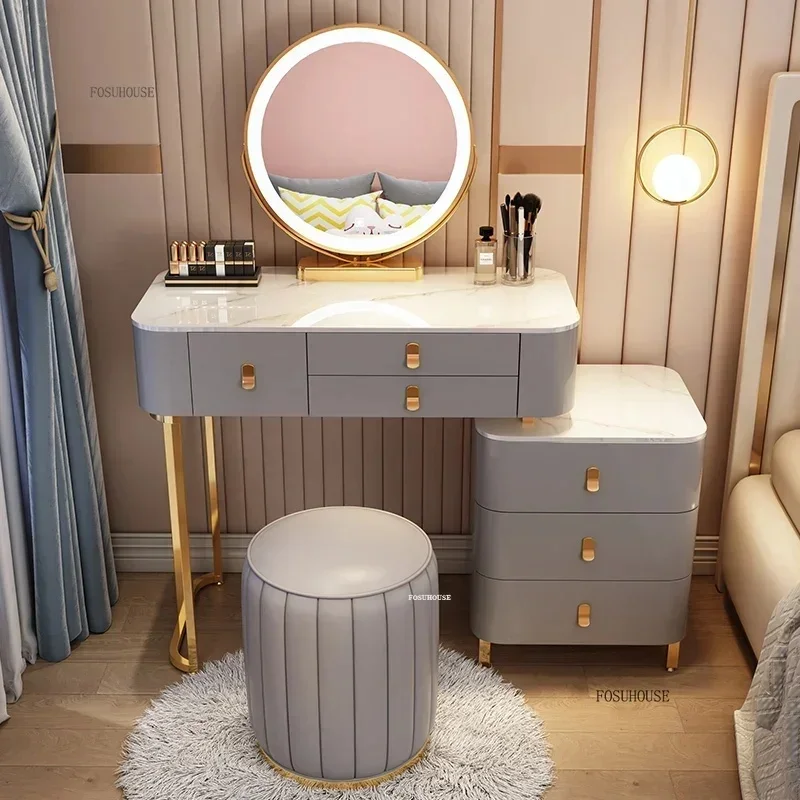 

Modern Small Apartment Dressing Table with Storage Cabinet and Smart Mirror for Bedroom Furniture