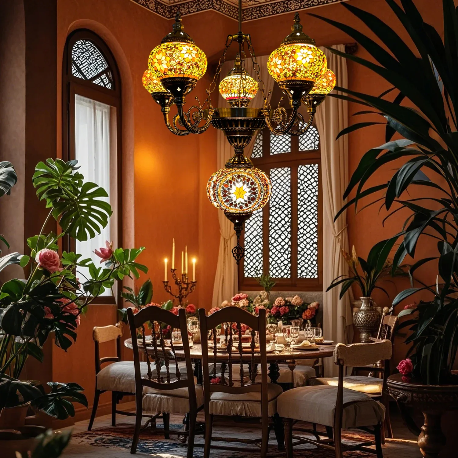 Restaurant Card Block Chandelier Cafe Hotel B & B Bar Turkish Exotic Handmade Glass Chandelier