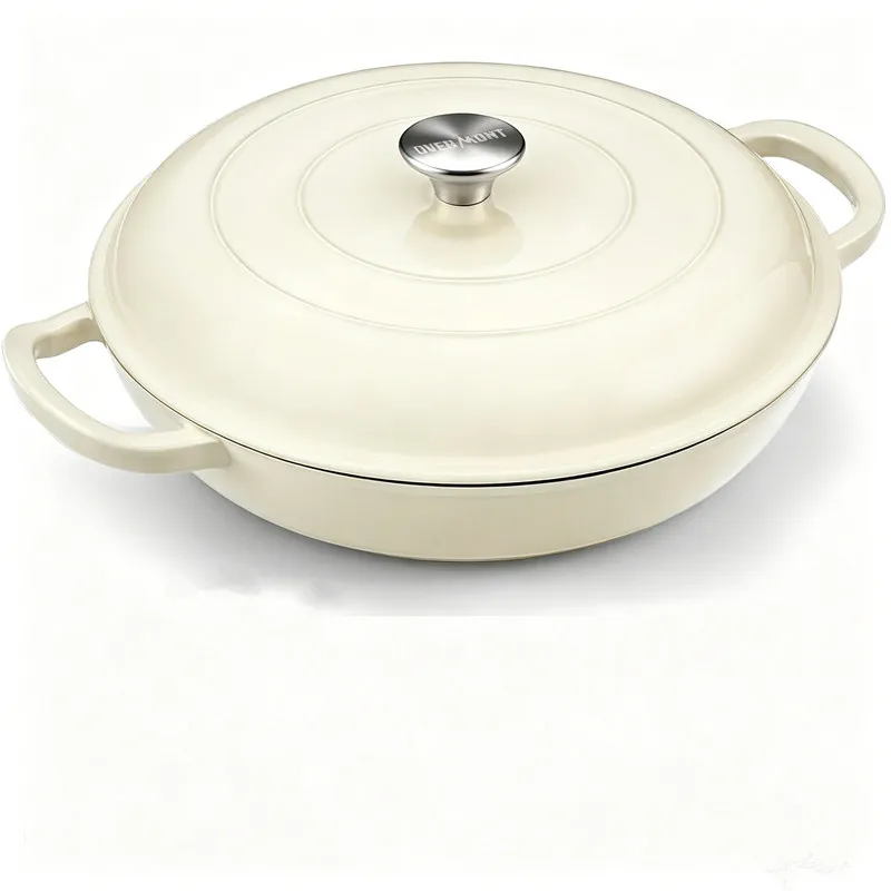 Enameled Cast Iron Dutch Oven 30cm Braiser for Braising Broiling Bread Seafood Cast Iron Braising Pan 3.8 Quart Casserole Dish