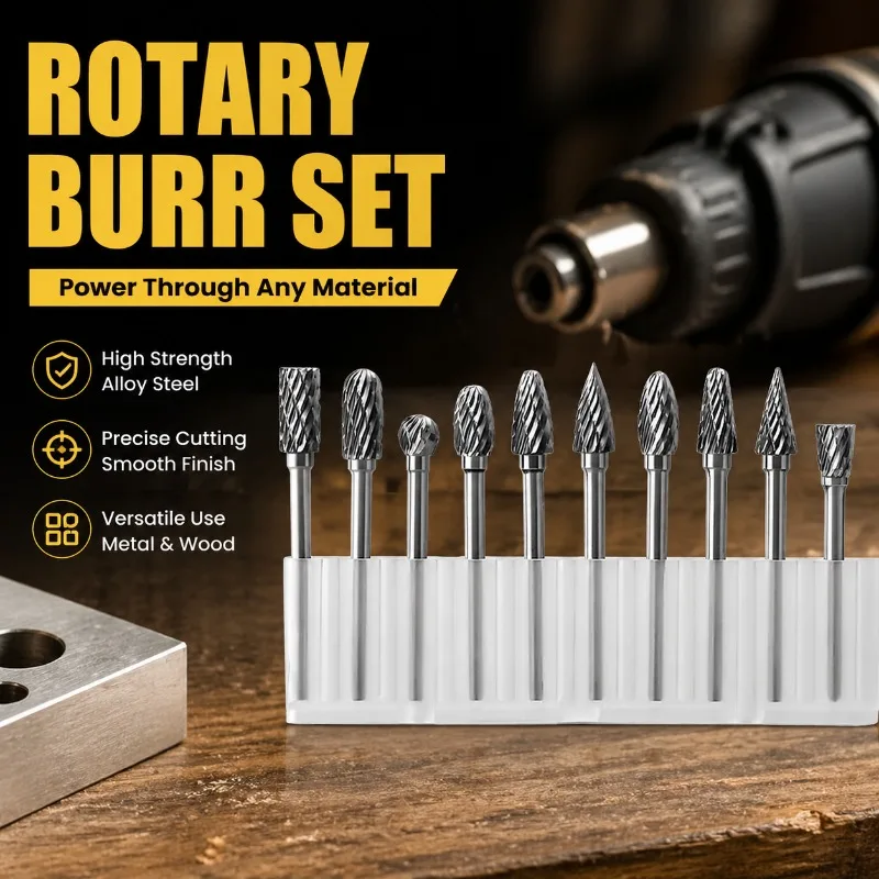 

Alloy Steel Rotary Burrs Premium Hard Grinding Head Sharp Rotary Cutter Design Compatible Electric Grinder Use Dual Processing