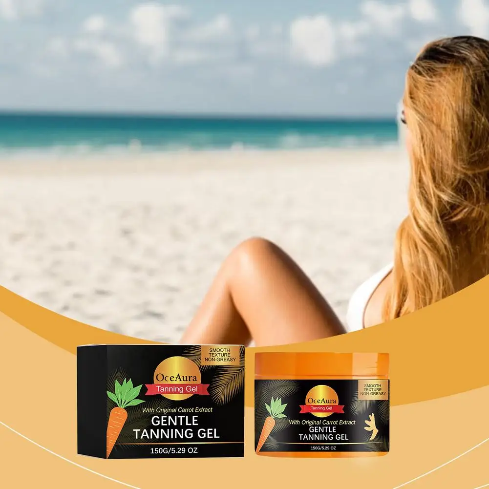 Gel Bronceador Natural de 150g para el Cuidado de la Piel, Suave, No Grasoso, con Aceite de Coco y Extracto Original de Zanahoria, Gel Bronceador Delicado