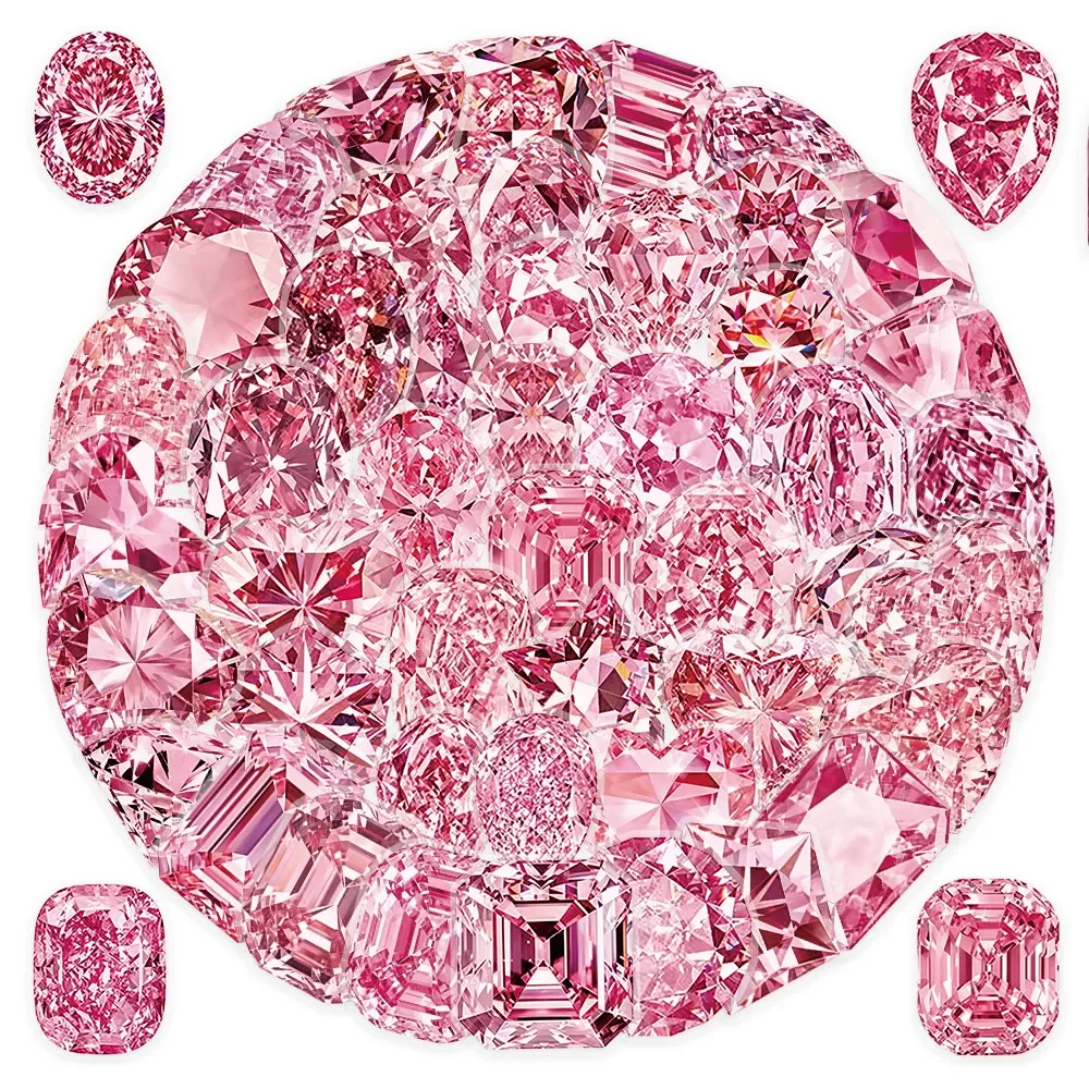 52Pcs Pink Gem Diamond Stickers, Shiny Crystal Shape Decals for Journal, Phone, Water Bottle DIY Decor Anime Worlds Store