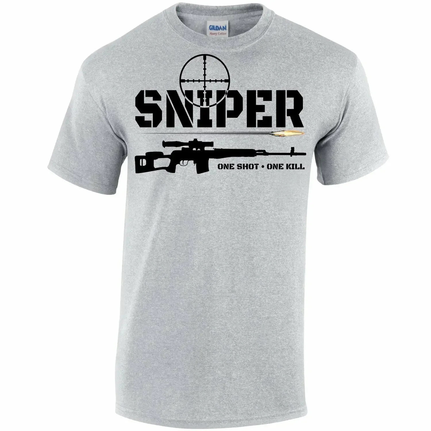 Uniquely Designed Sniper Shot 1 KiII Print Crew Neck T-shirt. Summer 100% Cotton Fashion Trend High Quality My Body My Choice