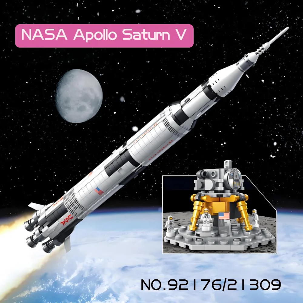 

Space Rocket Idea Series Apollo Saturn V Rocket 21309 92176 Rocket Lunar Spacecraft Assemble Model Set Educational Birthday Gift