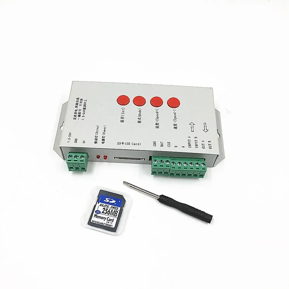 T-1000S LED RGB Pixels Controller SD Card WS2801 WS2811 WS2803 WS2812 LPD6803 P9813 LED 2048 Pixels Module DC5V 12V 24V