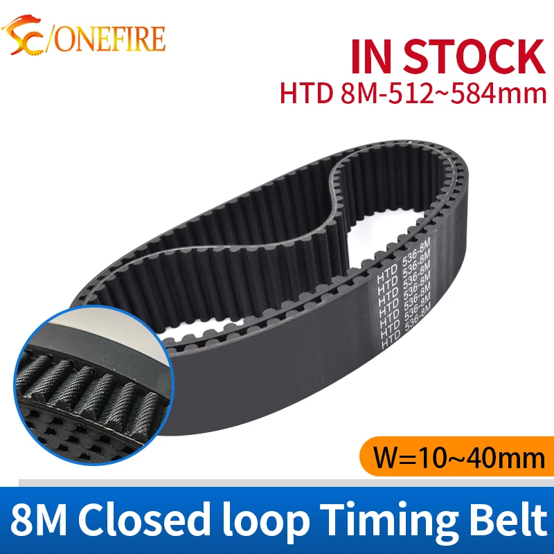 

HTD 8M Rubber Timing belt Length 512 520 528 536 544 552 560 568 576 584mm Width 10~40mm HTD 8M Closed loop beltS