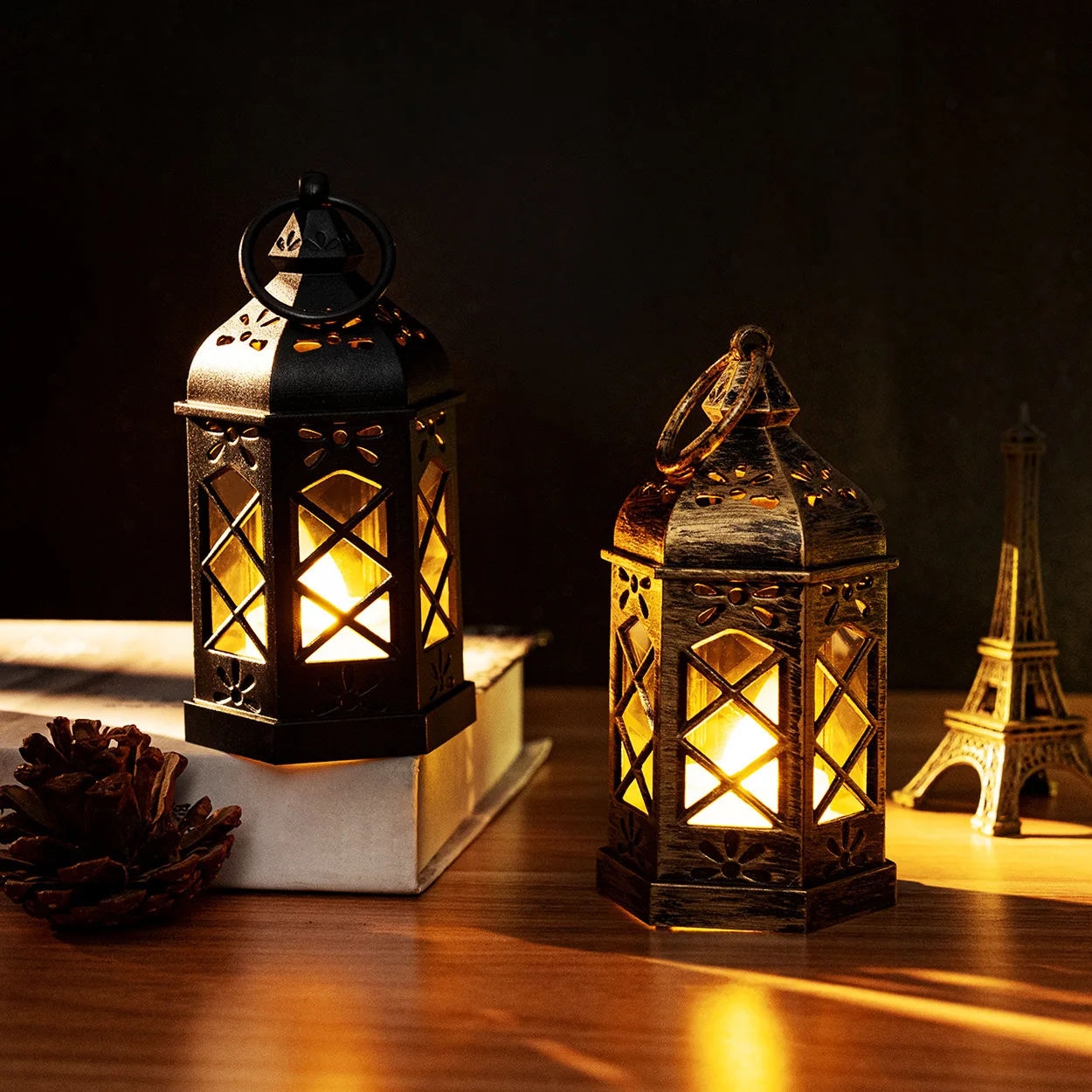 LED Candle Light Retro Creative Electronic Candle Christmas Style Nightlight Warm Light Copper Lighting