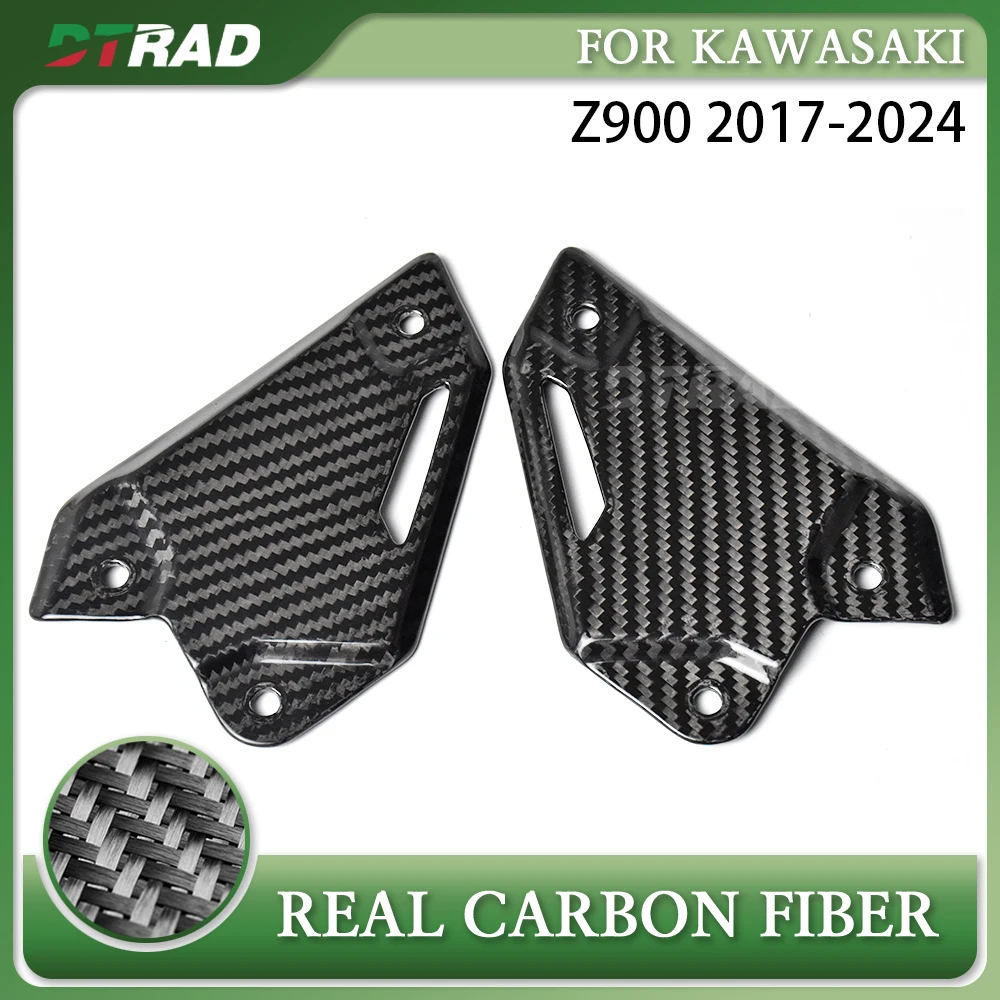 

For KAWASAKI Z900 2017-2024 Carbon Fiber Motorcycle Accessories Footrest Heel Guard Cover Rearsets Foot Rest Peg Protector