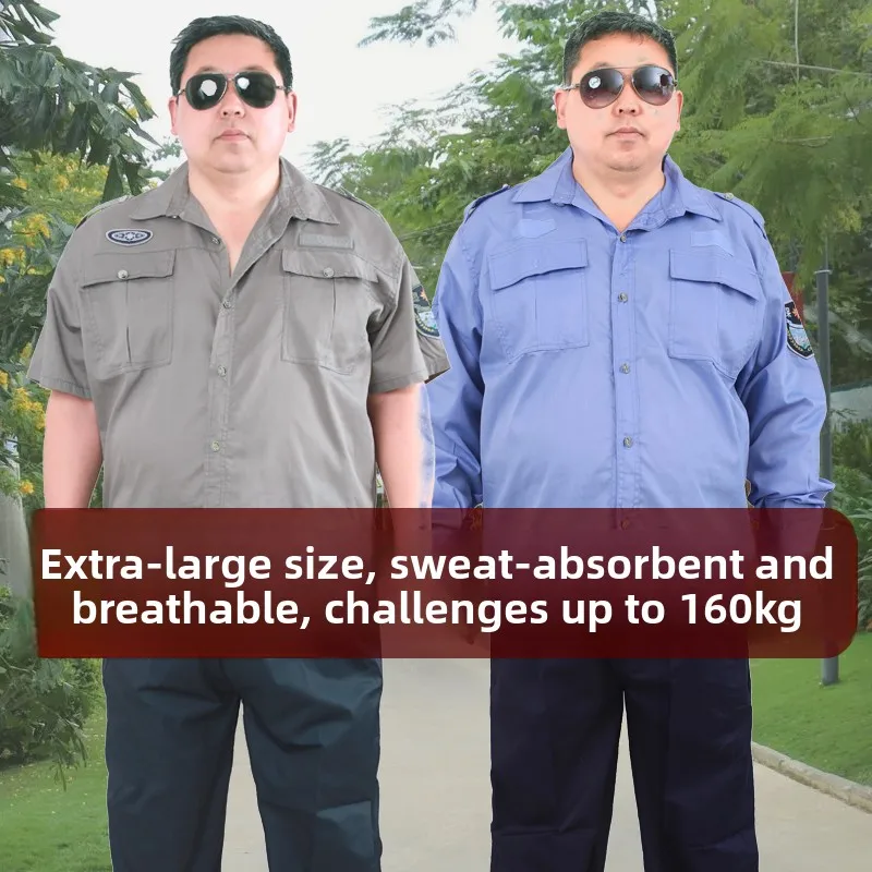 

Large Size Security Guard Uniform Men's Workwear Summer Thin Breathable Shirt Jacket Style Quick Dry Top Cotton Blend Fabric