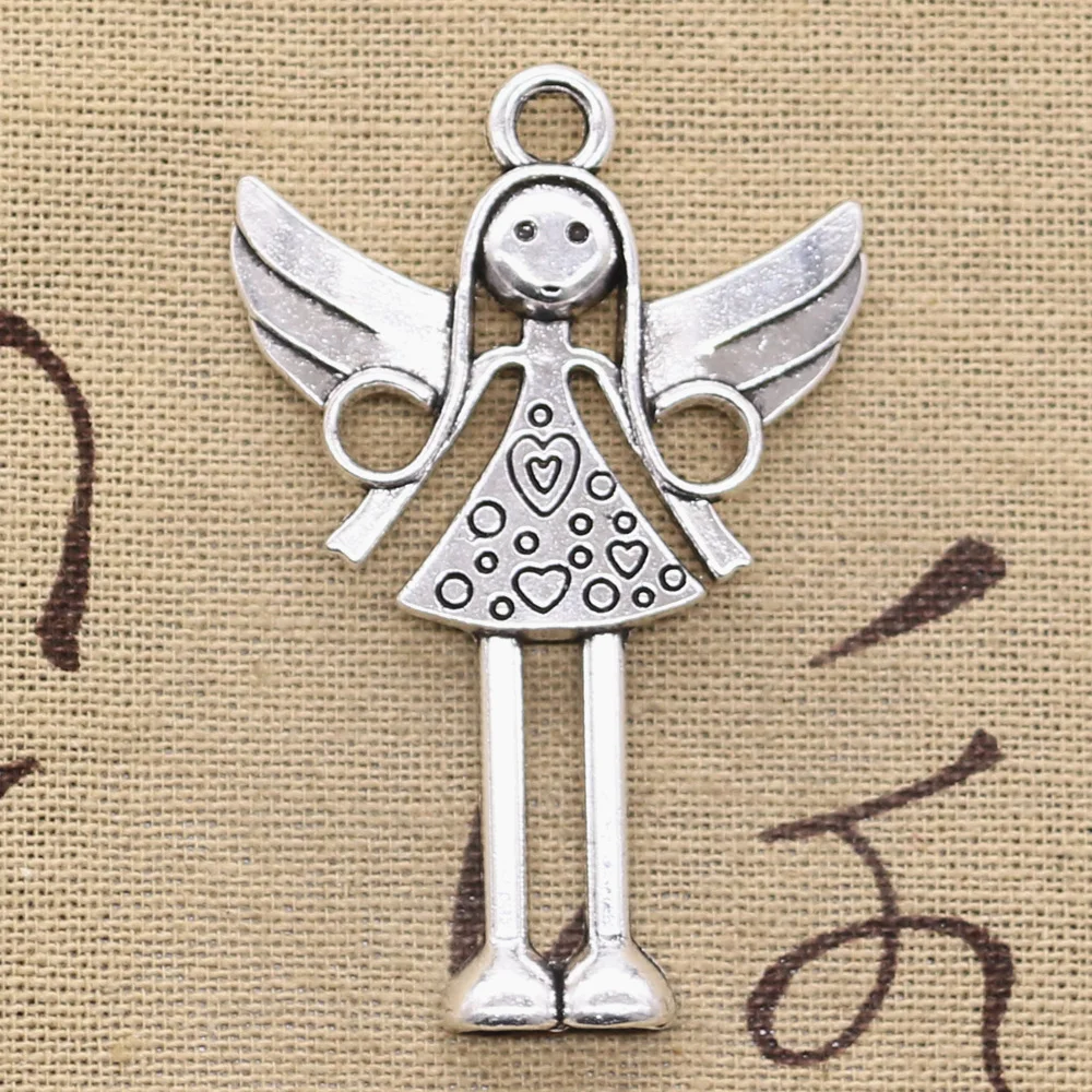 5 sztuk Charms anioł 58x38mm antyczny brąz srebrny kolorowy platerowany zawieszki dokonywanie DIY Handmade tybetański brąz kolor srebrny biżuteria