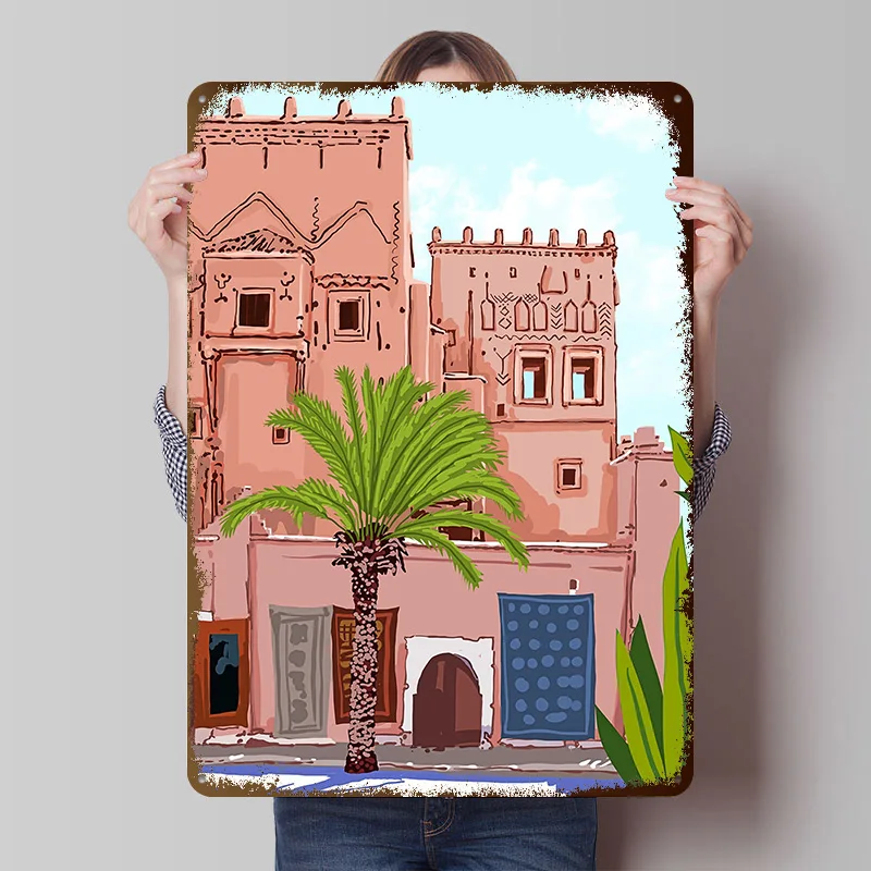 Life in Morocco Poster Customized Wall Art Vintage Metal Signs Retro Tin Plaque for Man Cave Bathroom Decor Home Decorations