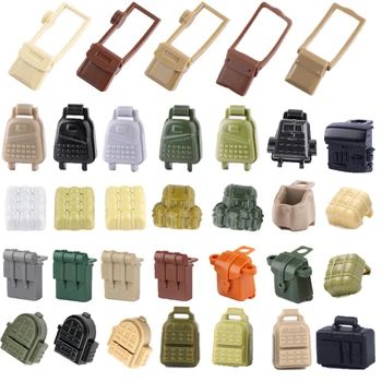 10 pçs/lote moc ww2 soldado figura mochila blocos de construção acessórios militares moderno exército forças especiais saco tijolos brinquedos j044