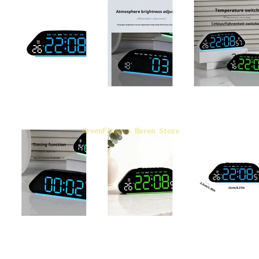 F68D LED Digital Alarm Clock Electric Desk Clock with Duals Alarm Temperature Date