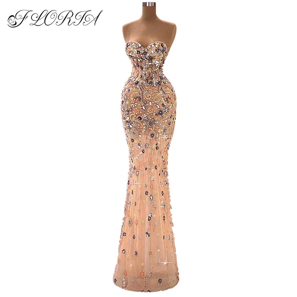 

Aso Ebi Major Beading Diamond Sweetheart Evening Dresses Women Dinner Wear African Mermaid Prom Gowns robe de soirée de mariage