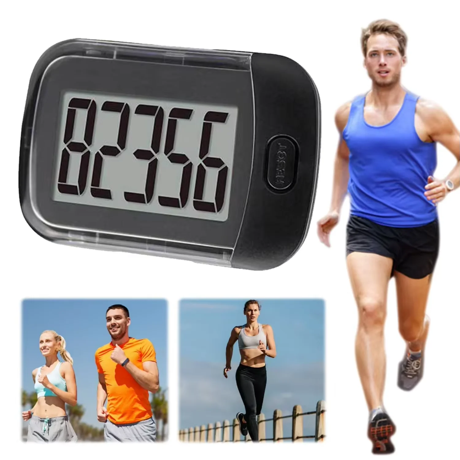 

3D Pedometer Simple Step Counter Step 0-99999 Walking Step Counter with Removable Clip Lanyard Portable Pedometer Men Women