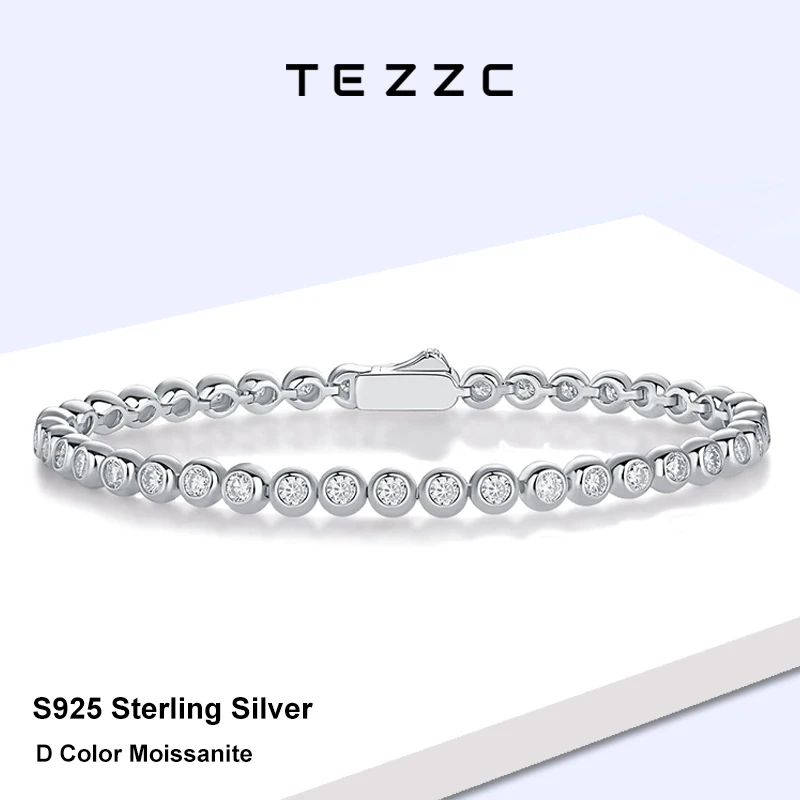 

Tezzc Full Moissanite Tennis Bracelet Original 925 Sterling Silver Bubble Bracelet with Certificate Jewelry Women's Trendy Gift