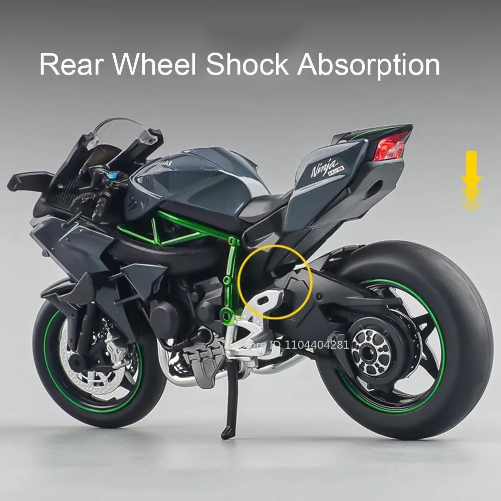 1:12 Kawasaki 400H2R S1000RR Modell Motorrad Spielzeug Legierung Diecast Auto Vorderrad Lenkung mit Licht Motorrad Spielzeug für Kind Geschenk – Detail 7
