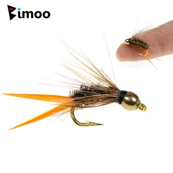 Bimoo 6PCS #12 Brass Bead Head Psycho Prince Nymph Fly for Grayling Rainbow Brook Brown Trout Fishing Flies Lures Bait Fast Sink