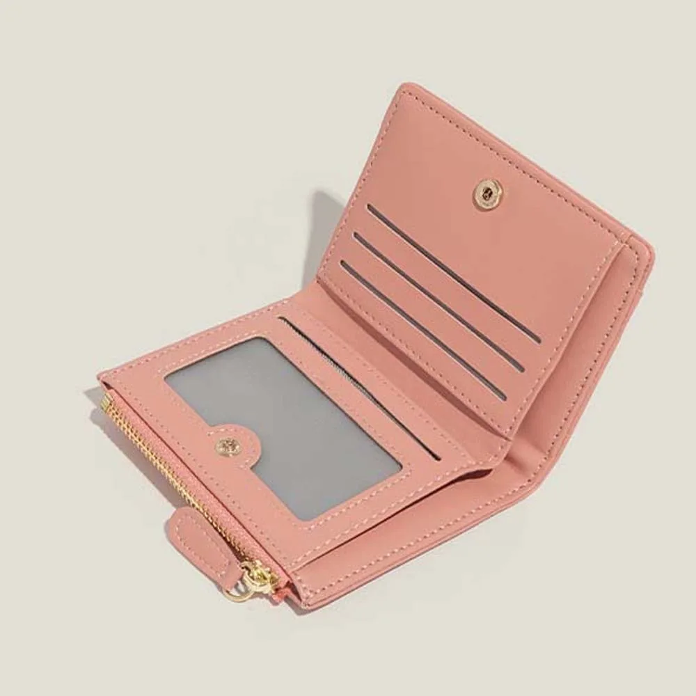 Multi Card Slot Crocodile Pattern Wallet Short Waterproof PU Leather Coin Purse Fold Solid Color Multiple Card Holder Girls