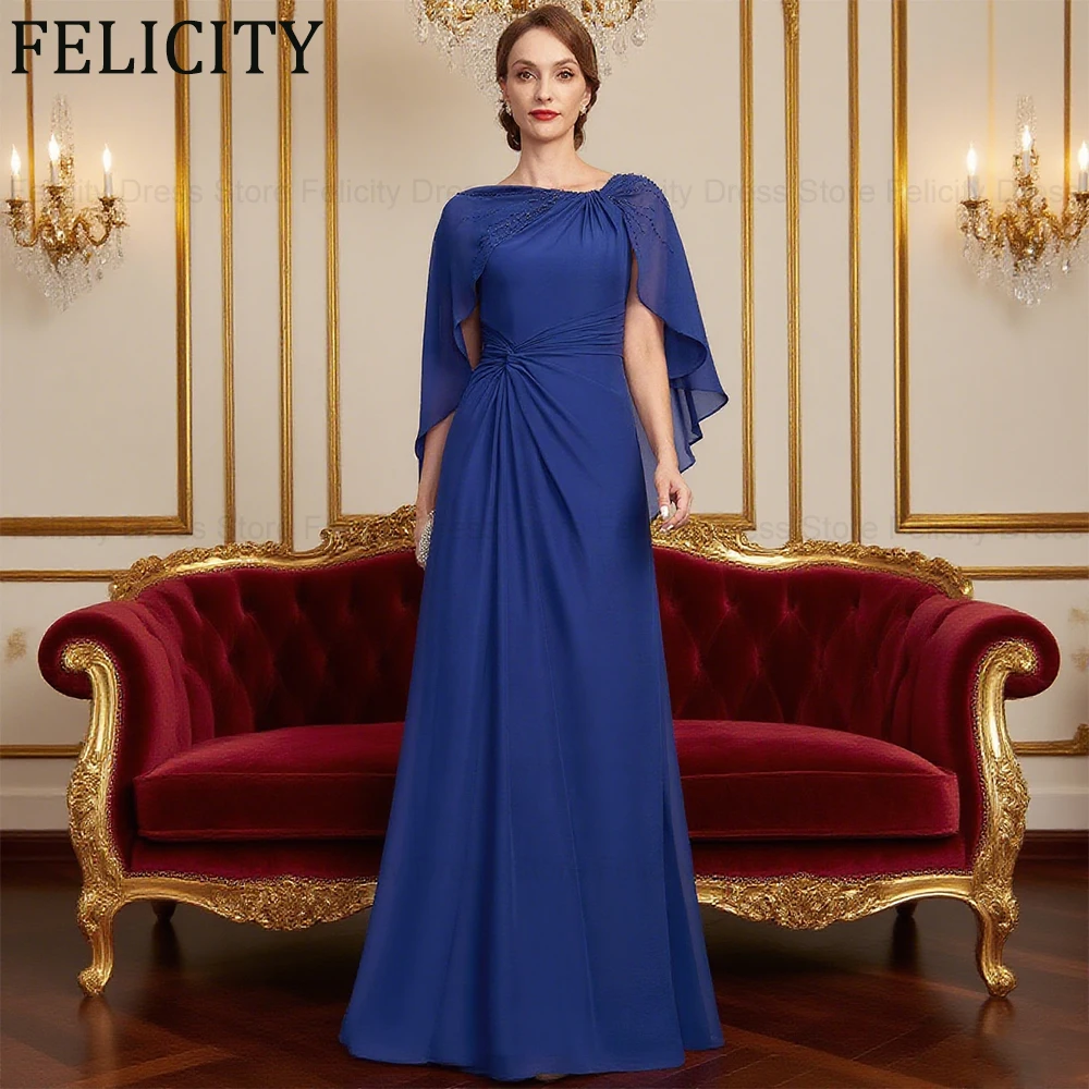 

FELICITY Customized Elegant Mother of the Bride Dress 2025 A-line Pleated Beadings Long Evening Gown Wedding Guest Party Dress