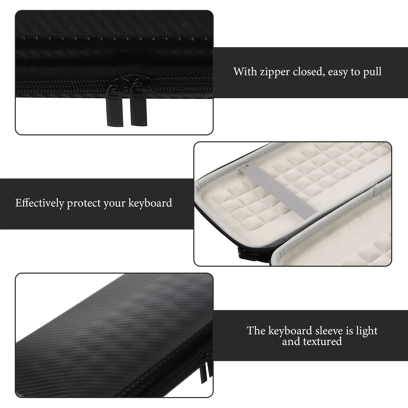PU Keyboard Sleeve Portable Lightweight Protective Case for Mechanical Wireless Keyboards with Zipper Closure Travel