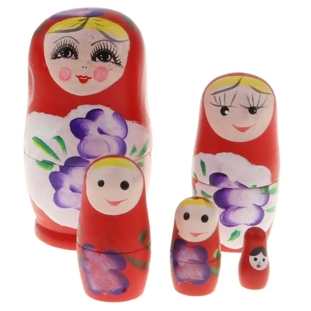 Bambole russe Matrioska 5 strati regalo di compleanno di natale di nidificazione dipinto a mano per bambini