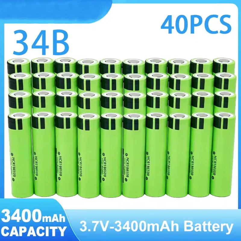 Batteria al litio ricaricabile NCR18650 3400mAh 3.7V 34B, nuova, Ncr18650b per microfono, torcia tascabile e altri dispositivi.