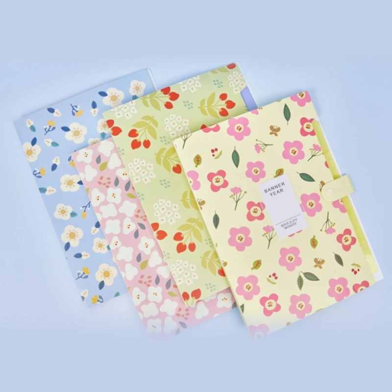 4x Expanding File Folder Document Organizers Flower Printed Folder for School