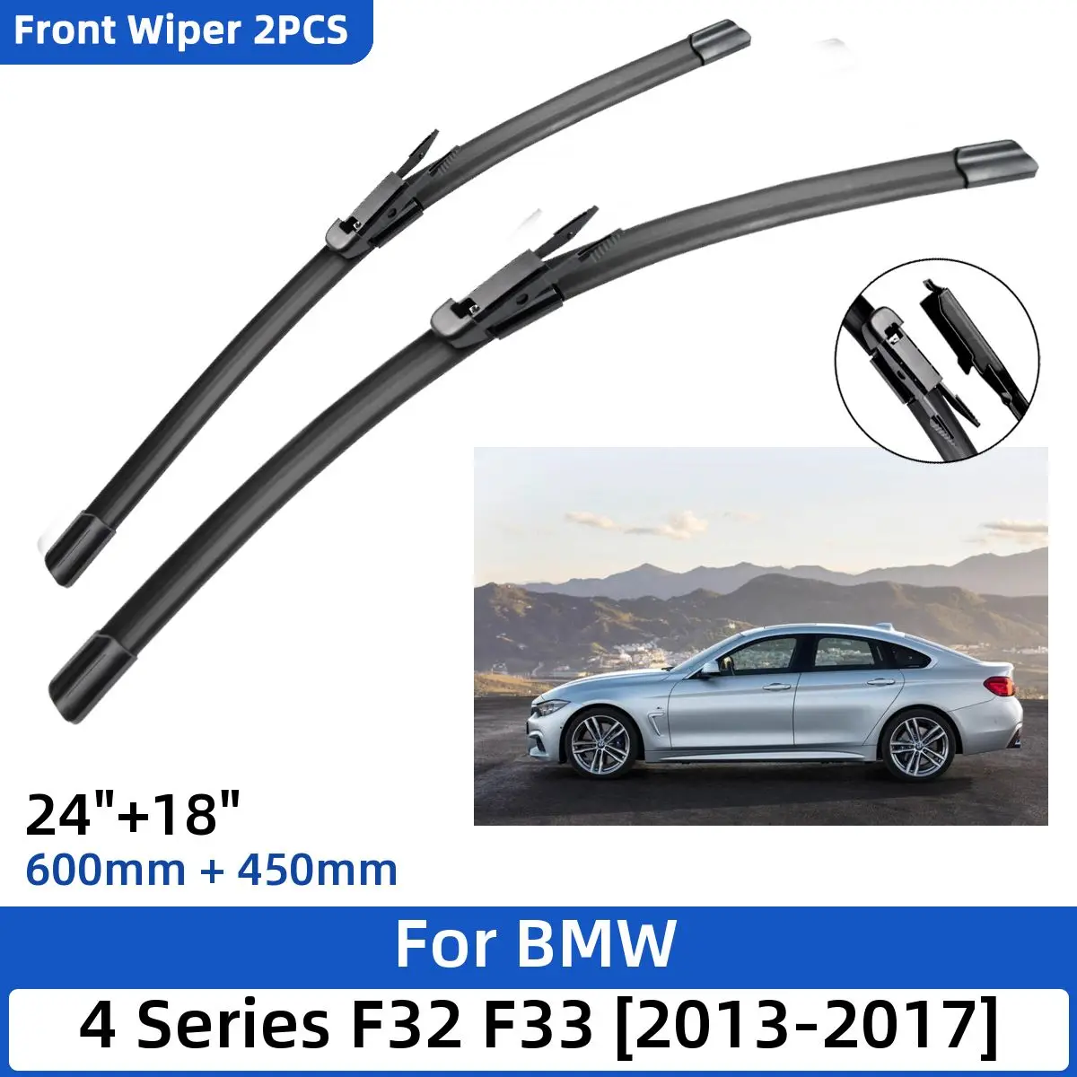 

2PCS For BMW 4 Series F32 F33 F36 F80 2013-2017 24"+18" Front Wiper Blades Windshield Windscreen Window Cutter Accessories