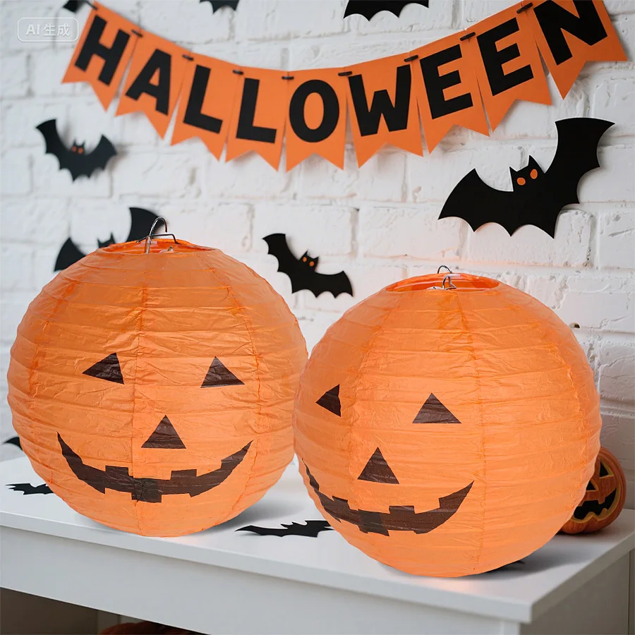 1/6 Stück Halloween-Hängepapierlaternen für Innen- und Außenbereich, Gartendekoration, Halloween-Party, Horror-Kürbis-Requisiten, Ornamente – Detail 4