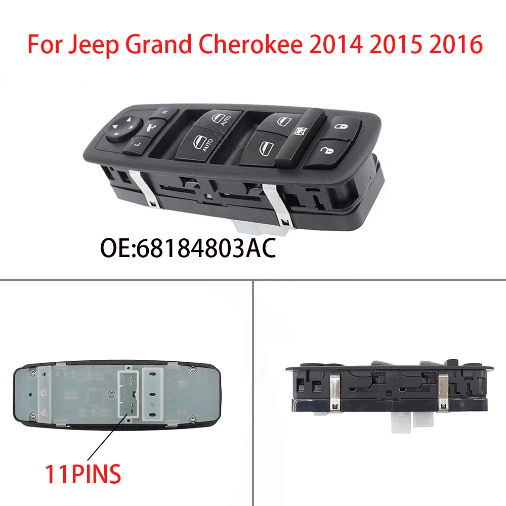 

For Jeep Grand Cherokee 2014 2015 2016 Car Power Window Master Switch Button Blue Light OE:68184803AC 56046826AE 68184803AB