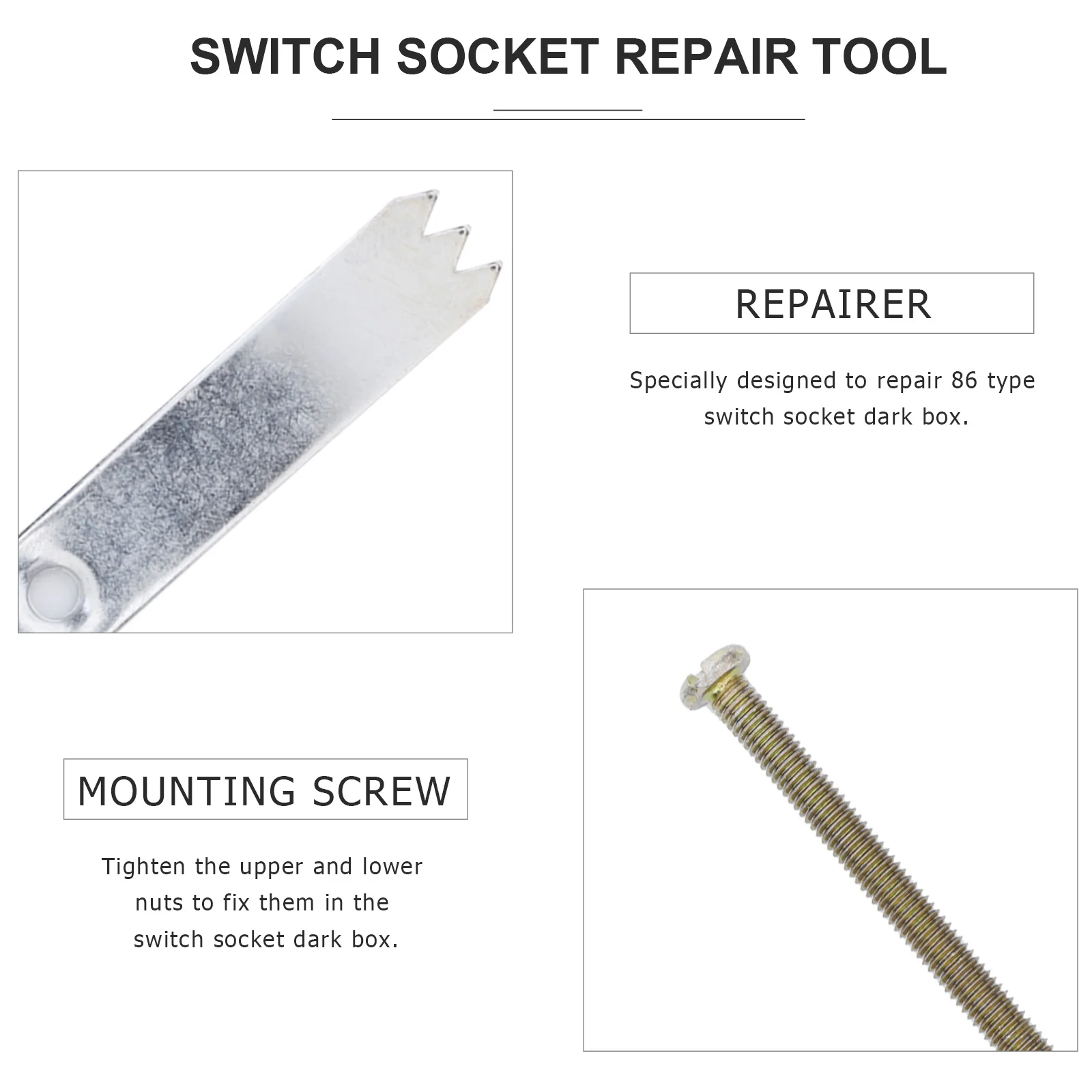 

20pcs Socket Repair Kit 86 Type Galvanized Iron Screw Mount For Loose Outlet Repair Junction Box Accessory Tool