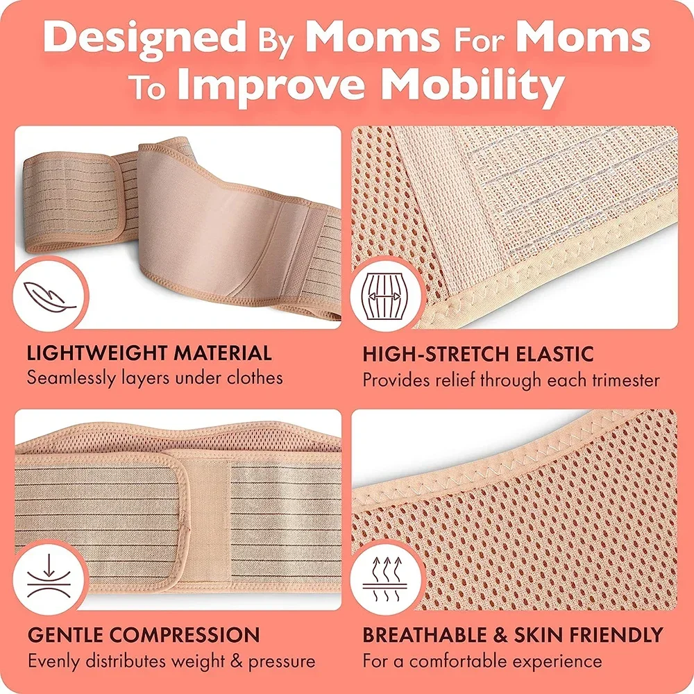 CZHIYAO Soft Breathable Maternity Belt Adjustable Belly Support Wrap For Pregnant Women Comfortable For Daily Walking Working
