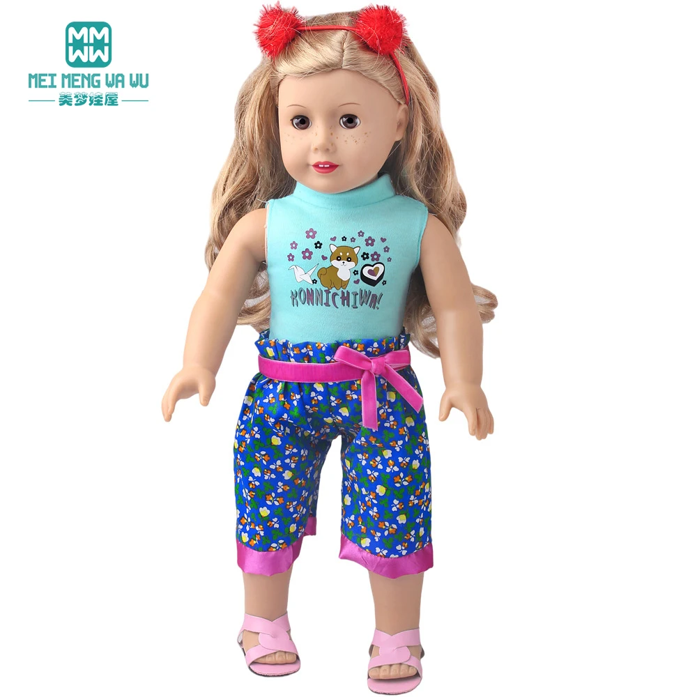Puppe Kleidung Fit 45cm Spielzeug Amerikanische Puppe Mode Cartoon Gaze Kleid Hemd Hosen Schuhe Mädchen Geschenke – Detail 16