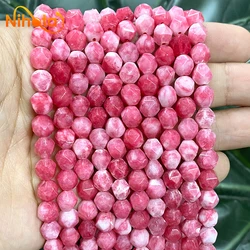 Natural Stone Beads Faceted Red Chalcedony Loose Beads DIY Bracelet Earrings Accessories 15