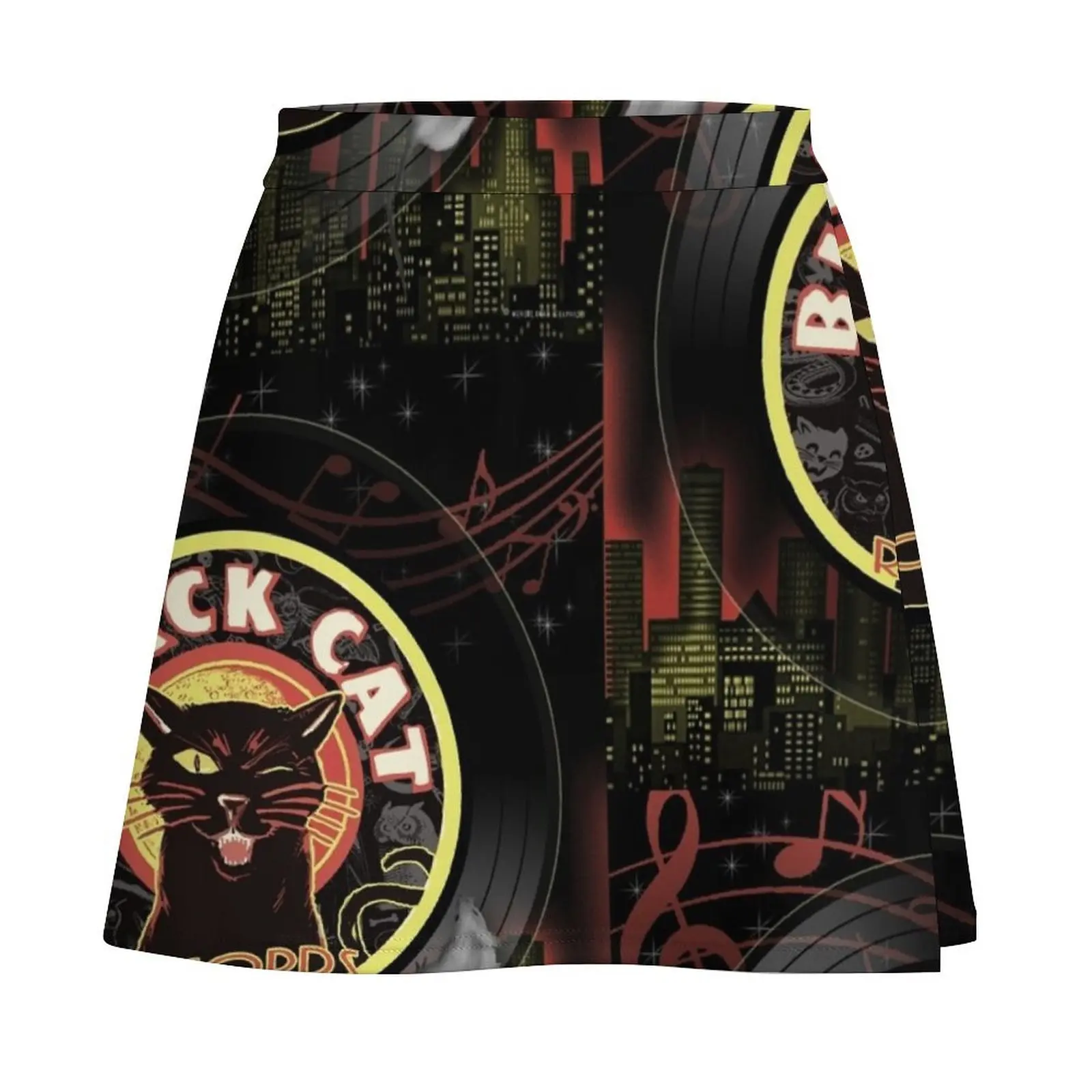 Black Cat LP Art Deco Mini Skirt fairy grunge micro mini skirt extreme women clothes Woman clothing Mini Skirt