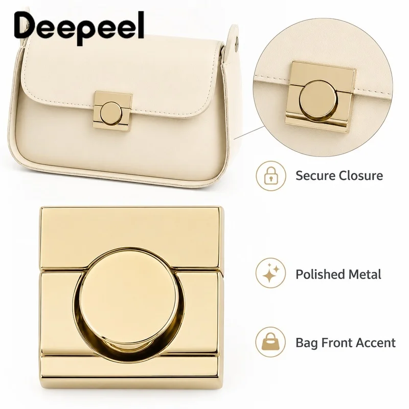 1-5Pcs 33x34mm Bag Lock Snap Buckle Metal Handbag Clasp Purse Closure Flap Wallet Decorative Latch Leathercraft Repair Hardware