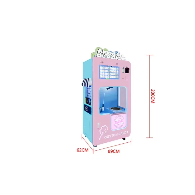 Fashionable Pink Candy Vending Machine Automatic Robot Design for Outdoor Mall Cash-Operated Sweet Floss Flower SDK