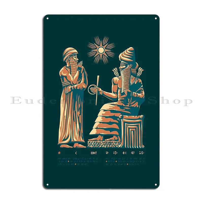 Code Of Hammurabi And Utu Metal Plaque Character Mural Create Cinema Kitchen Tin Sign Poster