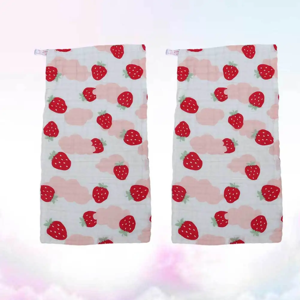 2 قطعة منديل الطفل القطن الخالص الفراولة نمط منشفة الوجه الصغيرة 25x50 سنتيمتر الاطفال غسل الوجه القماش لينة تنفس #2